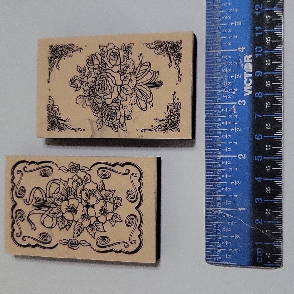 Set of 2 floral rubber stamps - Picture 5 of 6